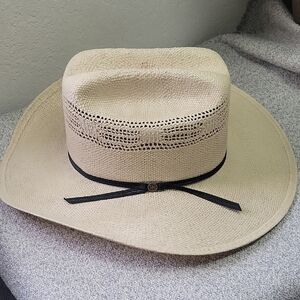 BAILEY U-Rollit.Tan Straw Hat Cawboy  with Black Band Size 7 1/8